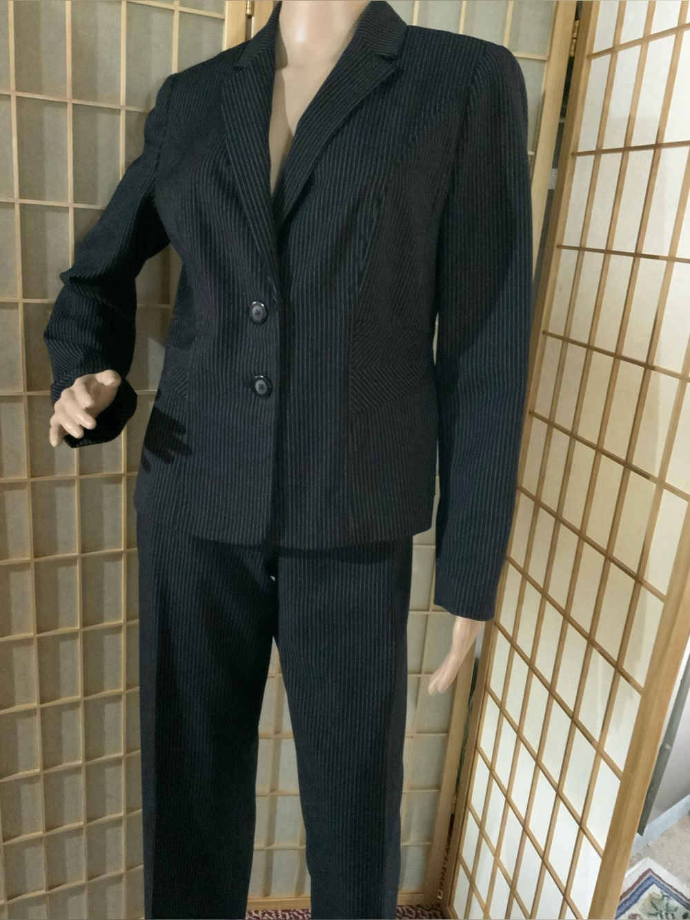 Worthington Black Pinstripe Women's Suit Jacket & ankle Pants